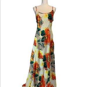 Neiman Marcus Floral Lined Maxi Slip Dress Size M